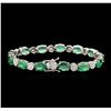 Image 2 : 14KT White Gold 9.10ctw Emerald and Diamond Bracelet