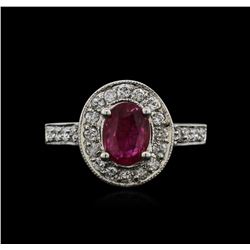 14KT White Gold 0.89ct Ruby and Diamond Ring