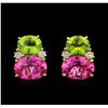 Image 1 : 31.96ctw Multi Gemstone and Diamond Non-Pierced Earrings - 14KT Yellow Gold