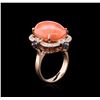 Image 3 : 10.71ct Pink Coral, Blue Sapphire, and Diamond Ring - 14KT Rose Gold