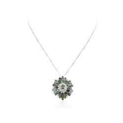 14KT White Gold 12.24ctw Chrysoberyl and Diamond Pendant With Chain