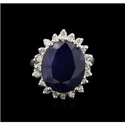 11.82ct Sapphire and Diamond Ring - 14KT White Gold