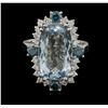 Image 1 : 5.23ct Aquamarine and Diamond Ring - 14KT White Gold