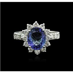 14KT White Gold 3.16ct Tanzanite and Diamond Ring