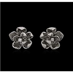 4.27ctw Fancy Black Diamond Earrings - 14KT White Gold