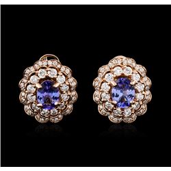 14KT Rose Gold 2.64ctw Tanzanite and Diamond Earrings