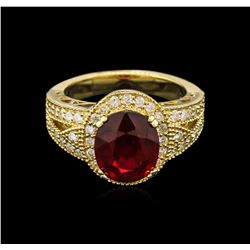 5.03ct Ruby and Diamond Ring - 14KT Yellow Gold