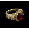 Image 2 : 5.03ct Ruby and Diamond Ring - 14KT Yellow Gold
