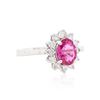 Image 2 : 14KT White Gold 1.13ct Pink Tourmaline and Diamond Ring