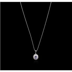 14KT White Gold 0.77ct Tanzanite and Diamond Pendant With Chain