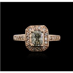 14KT Rose Gold 1.27ctw Fancy Green Diamond Ring