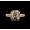 Image 1 : 14KT Rose Gold 1.27ctw Fancy Green Diamond Ring