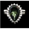14KT White Gold 4.23ct Green Tourmaline and Diamond Ring