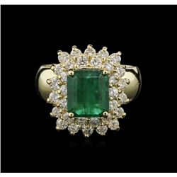 3.21ct Emerald and Diamond Ring - 14KT Yellow Gold