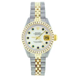 Rolex Two-Tone Sapphire and Diamond DateJust Ladies Watch