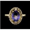 Image 1 : 14KT Yellow Gold 2.45ct Tanzanite and Diamond Ring