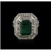 Image 1 : 14KT White Gold 3.28ct Emerald and Diamond Ring