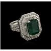 Image 2 : 14KT White Gold 3.28ct Emerald and Diamond Ring