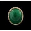 Image 1 : 14KT Yellow Gold 21.15ct Emerald and Diamond Ring