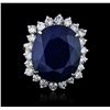 Image 1 : 14KT White Gold 21.69ct Sapphire and Diamond Ring