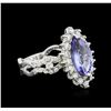 Image 2 : 14KT White Gold 1.98ct Tanzanite and Diamond Ring
