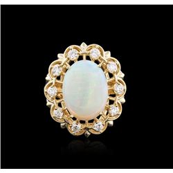 14KT Yellow Gold 3.37ct Opal and Diamond Ring