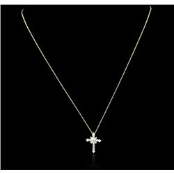 10KT Yellow Gold 0.50ctw Diamond Cross Pendant With Chain