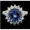 Image 1 : 14KT White Gold 4.23ct Tanzanite and Diamond Ring