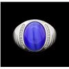 8.25ct Blue Tiger Eye and Diamond Ring - 14KT White Gold