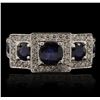 Image 1 : 14KT White Gold 0.75ct Sapphire and Diamond Ring