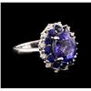 Image 2 : 14KT White Gold 3.54ct Tanzanite, Sapphire and Diamond Ring