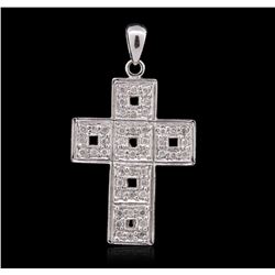 14KT White Gold 0.56ctw Diamond Cross Pendant