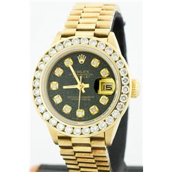 Rolex President 18KT Gold 2.50ctw Diamond DateJust Ladies Watch