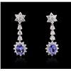 Image 1 : 14KT White Gold 3.18ctw Tanzanite and Diamond Earrings