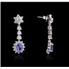 Image 2 : 14KT White Gold 3.18ctw Tanzanite and Diamond Earrings