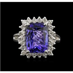 5.18ct Tanzanite and Diamond Ring - 14KT White Gold