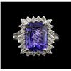 Image 1 : 5.18ct Tanzanite and Diamond Ring - 14KT White Gold