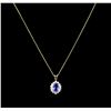 Image 2 : 3.27ct Tanzanite and Diamond Pendant With Chain - 14KT Yellow Gold
