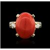 Image 1 : 14KT Yellow Gold 7.96ct Coral and Diamond Ring