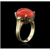 Image 3 : 14KT Yellow Gold 7.96ct Coral and Diamond Ring