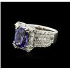 Image 2 : 14KT White Gold 3.92ct Tanzanite and Diamond Ring
