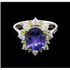 Image 1 : 2.76ct Tanzanite and Diamond Ring - 14KT White Gold