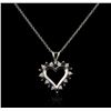 Image 2 : 14KT White Gold 0.10ctw Sapphire and Diamond Heart Pendant With Chain