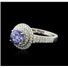 Image 2 : 18KT White Gold 1.37ct Tanzanite and Diamond Ring