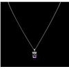 Image 1 : 1.34ct Amethyst and Diamond Pendant With Chain - 18KT White Gold