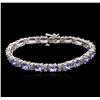 Image 1 : 14KT White Gold 14.06ctw Tanzanite and Diamond Bracelet