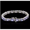 Image 2 : 14KT White Gold 14.06ctw Tanzanite and Diamond Bracelet