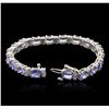 Image 3 : 14KT White Gold 14.06ctw Tanzanite and Diamond Bracelet
