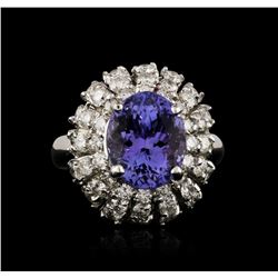 14KT White Gold 4.02ct Tanzanite and Diamond Ring