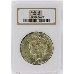 1922 NGC MS64 Peace Silver Dollar